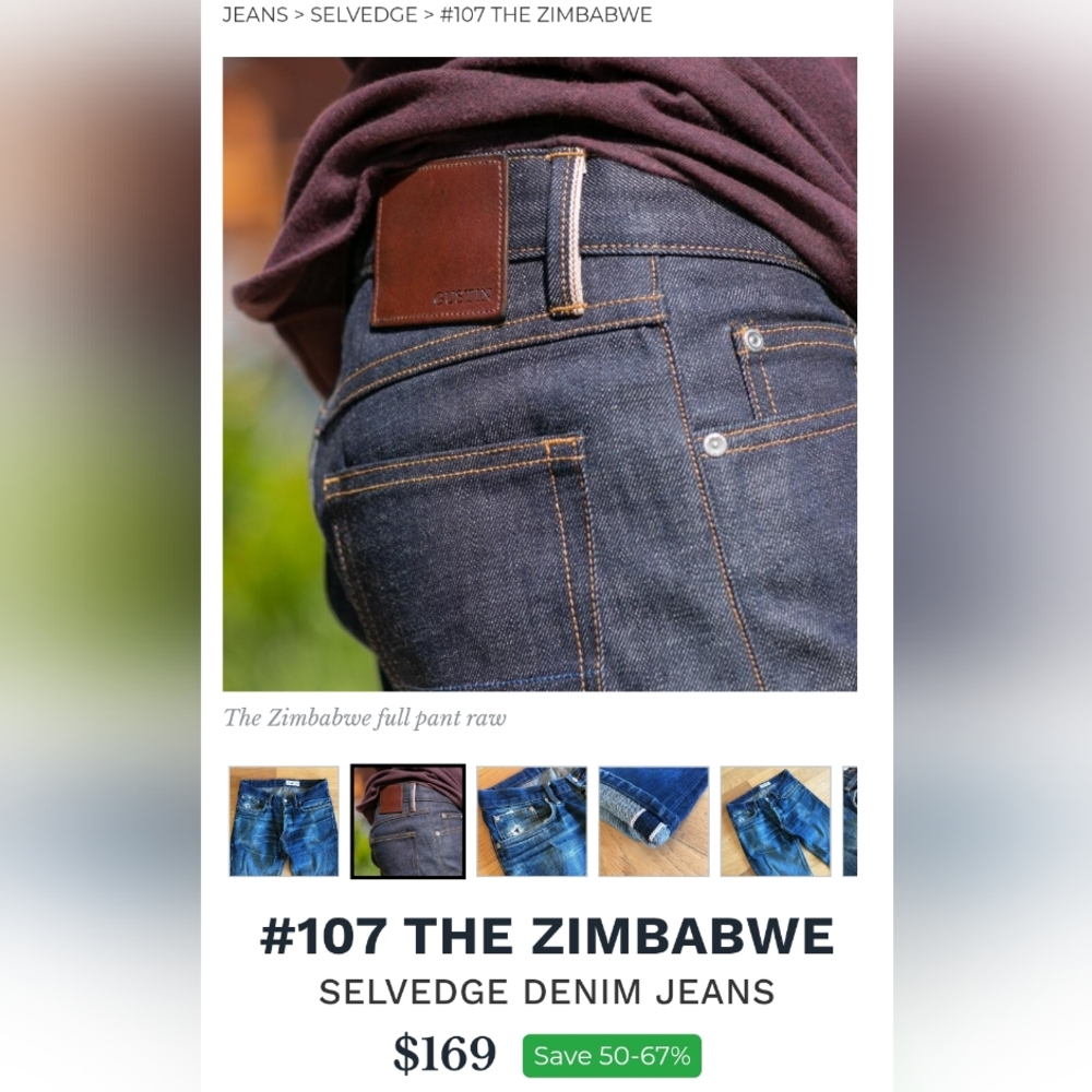 Gustin The Zimbabwe 107 Raw Selvedge Denim
